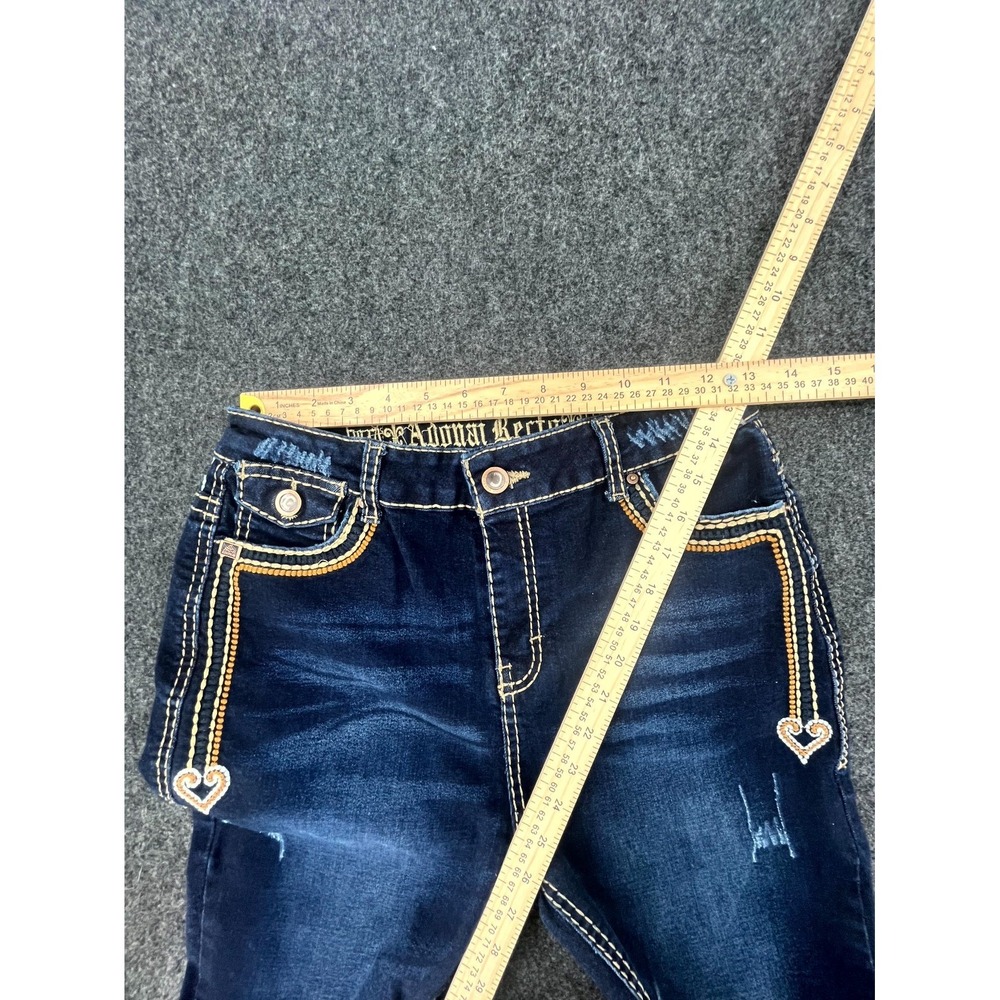 Adonai Y2K Embroidered Heart Stitch Bootcut Jeans Womens 30x30 Blue Dark Wash - Picture 6 of 9